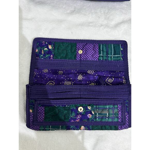 Donna Sharp Quilted Floral Patchwork Purple And Green Large Bag And Wallet - Picture 3 of 14